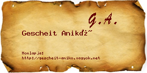 Gescheit Anikó névjegykártya